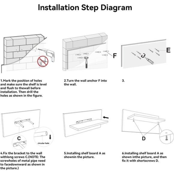 White Floating Shelves for Wall, 4 Sets with Invisible Brackets for Wall Decor - Picture 6 of 6